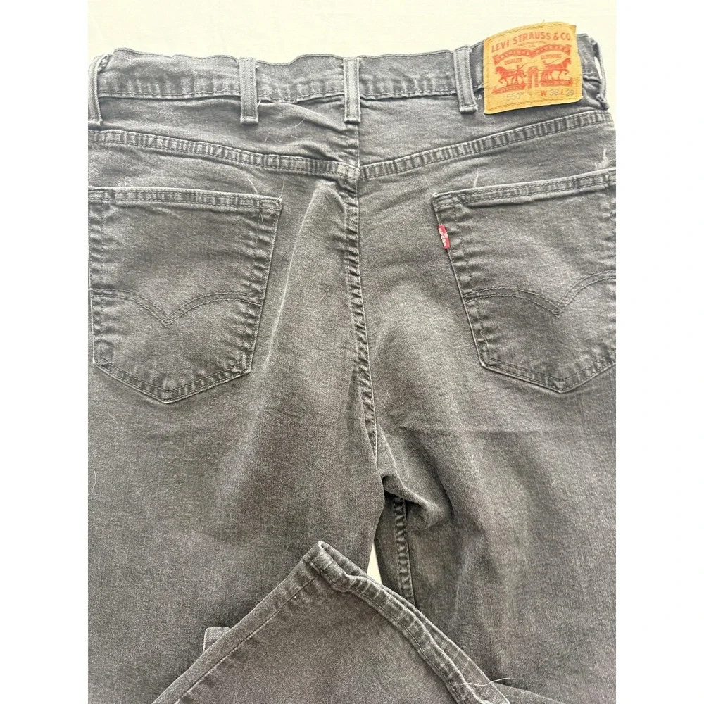 Levi's 550 Jeans Mens 38x29 Gray Dark Wash Relaxed Tapered Denim Pants Casual